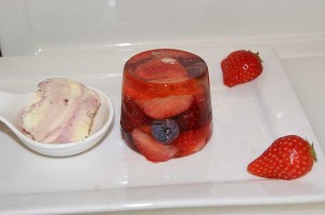 healthy berries in an elderflower jell